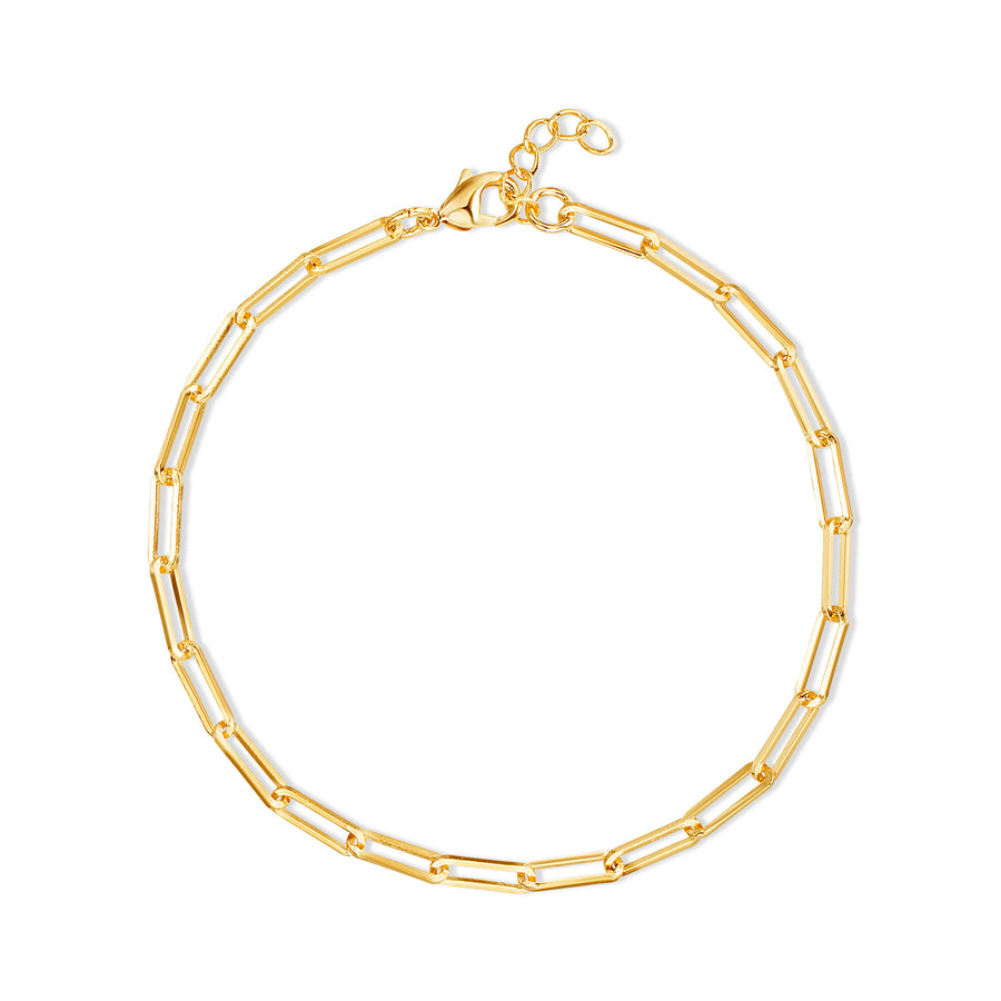 Brass Yellow Gold-Plated Polished Oval Link Chain Anklet