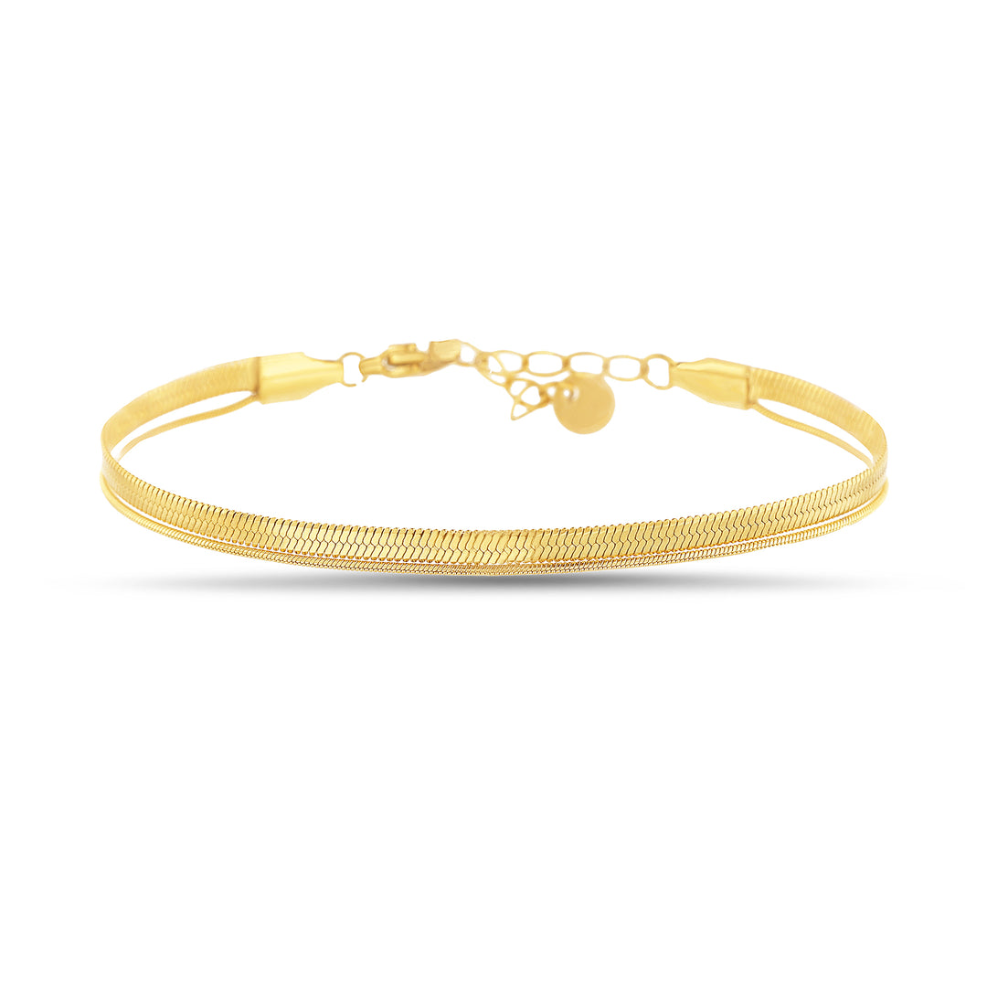 Sterling Silver Yellow Gold-Plated Waterproof Snake Chain Layered Anklet