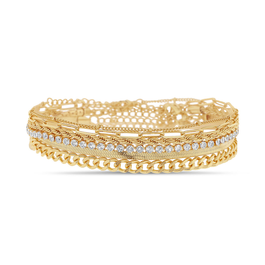 Sterling Silver Yellow Gold-Plated Waterproof 6pc Anklet Set