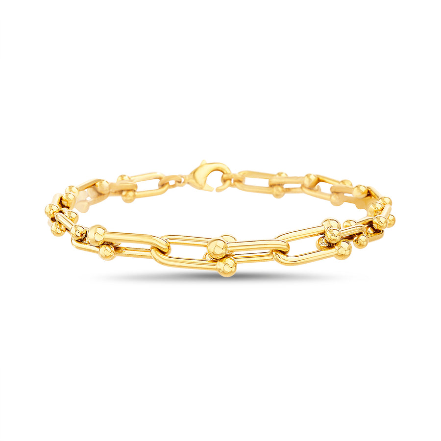 Brass Yellow Gold-Plated Waterproof U Shape Link Bracelet