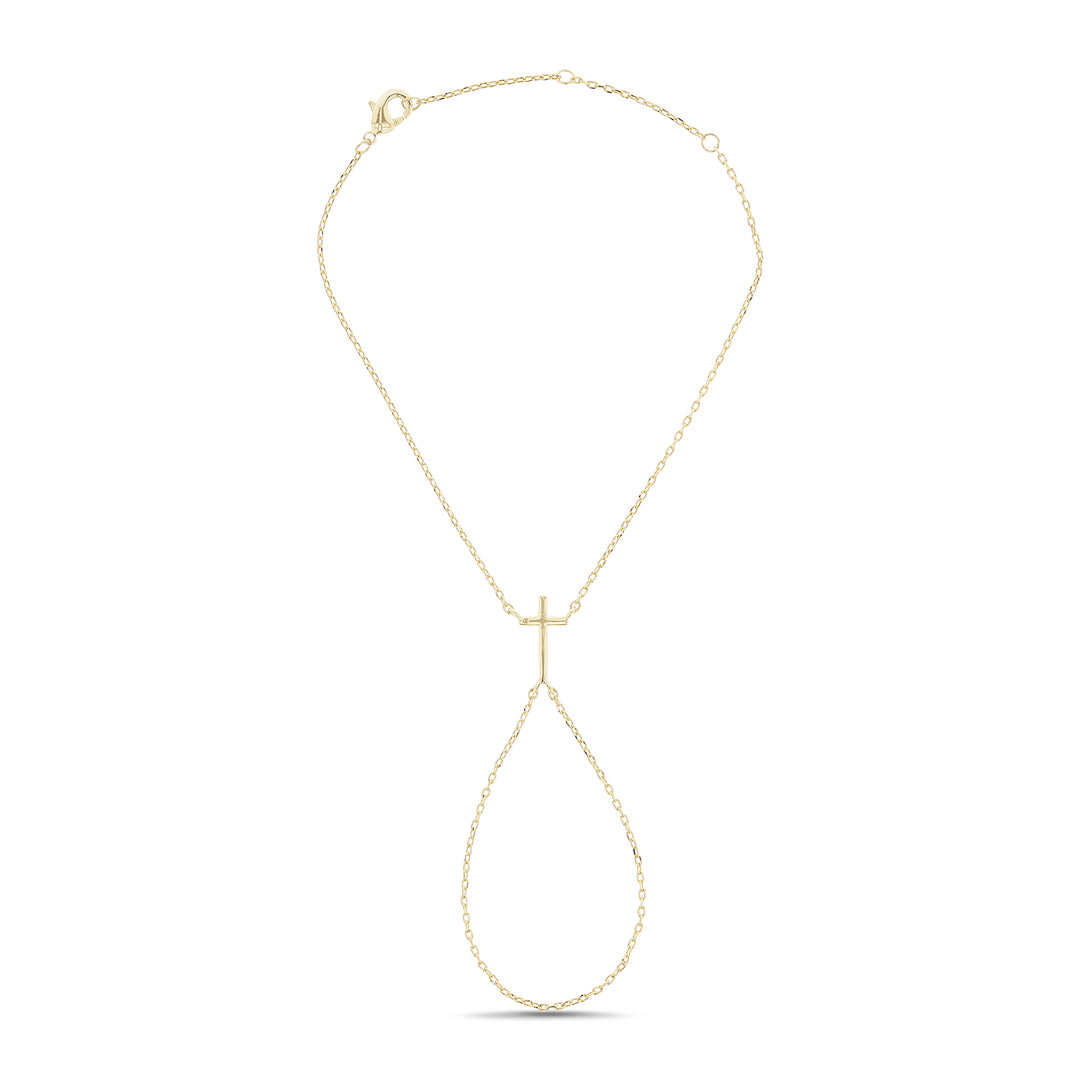 Brass Yellow Gold-Plated Waterproof Polished Cross D C Cable Chain Handchain Bracelet