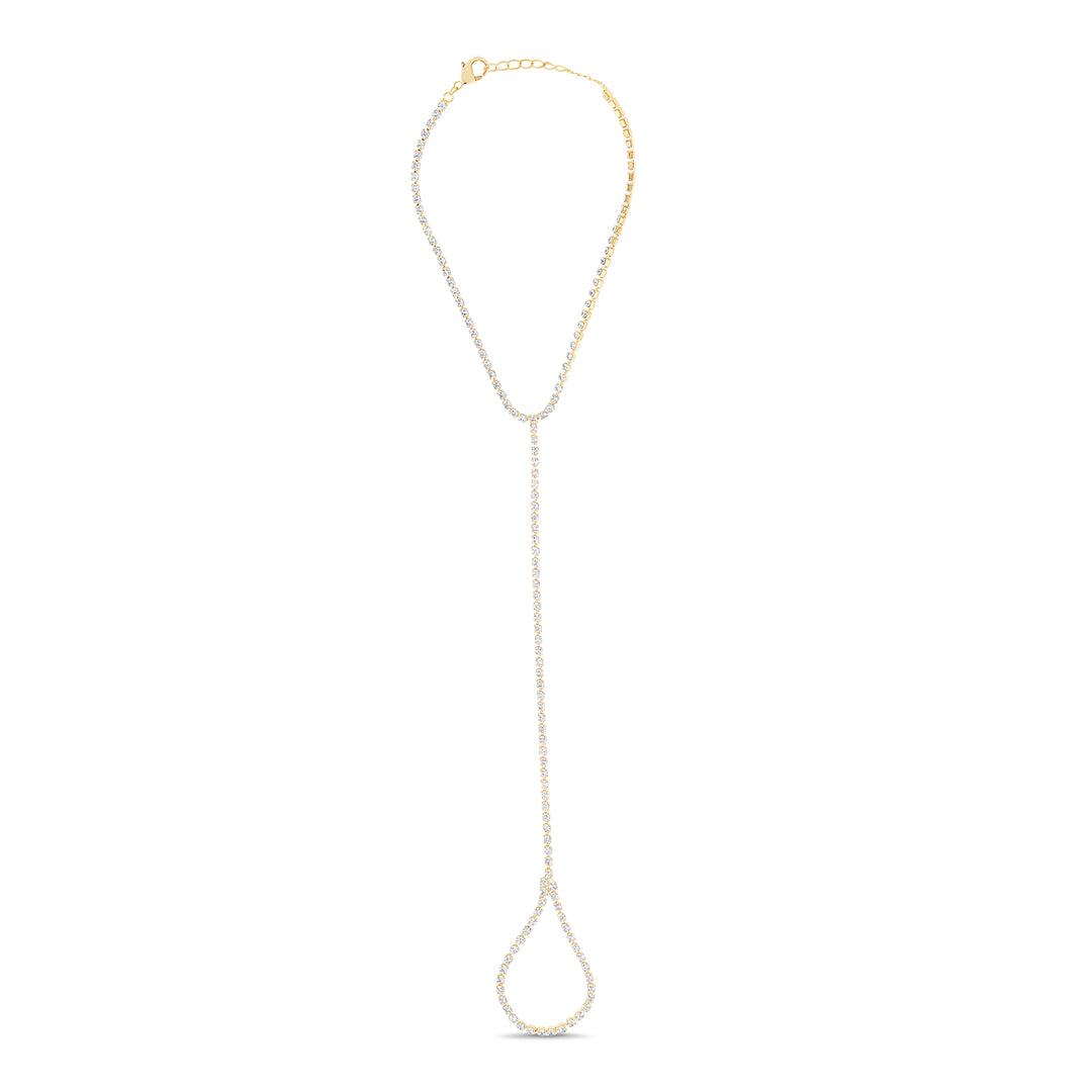 Brass Yellow Gold-Plated Waterproof Tennis Hand Chain Bracelet