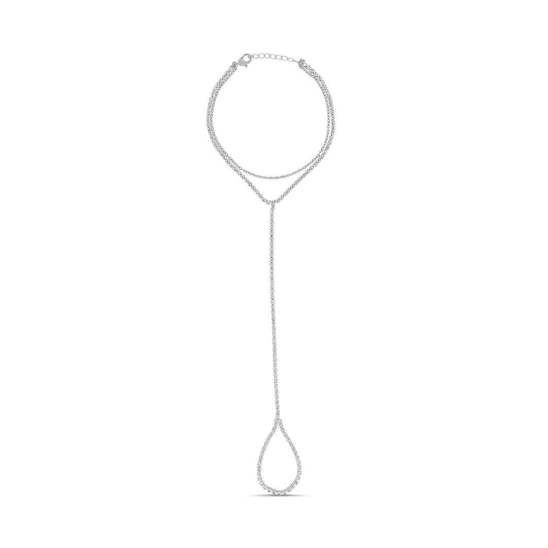 Brass Rhodium-Plated Waterproof Tennis Hand Chain Bracelet