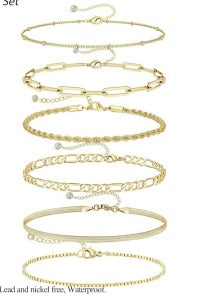 Sterling Silver Yellow Gold-Plated Multicolor Gem (black Labradorite ,hematite Beads) Double Bracelet Set