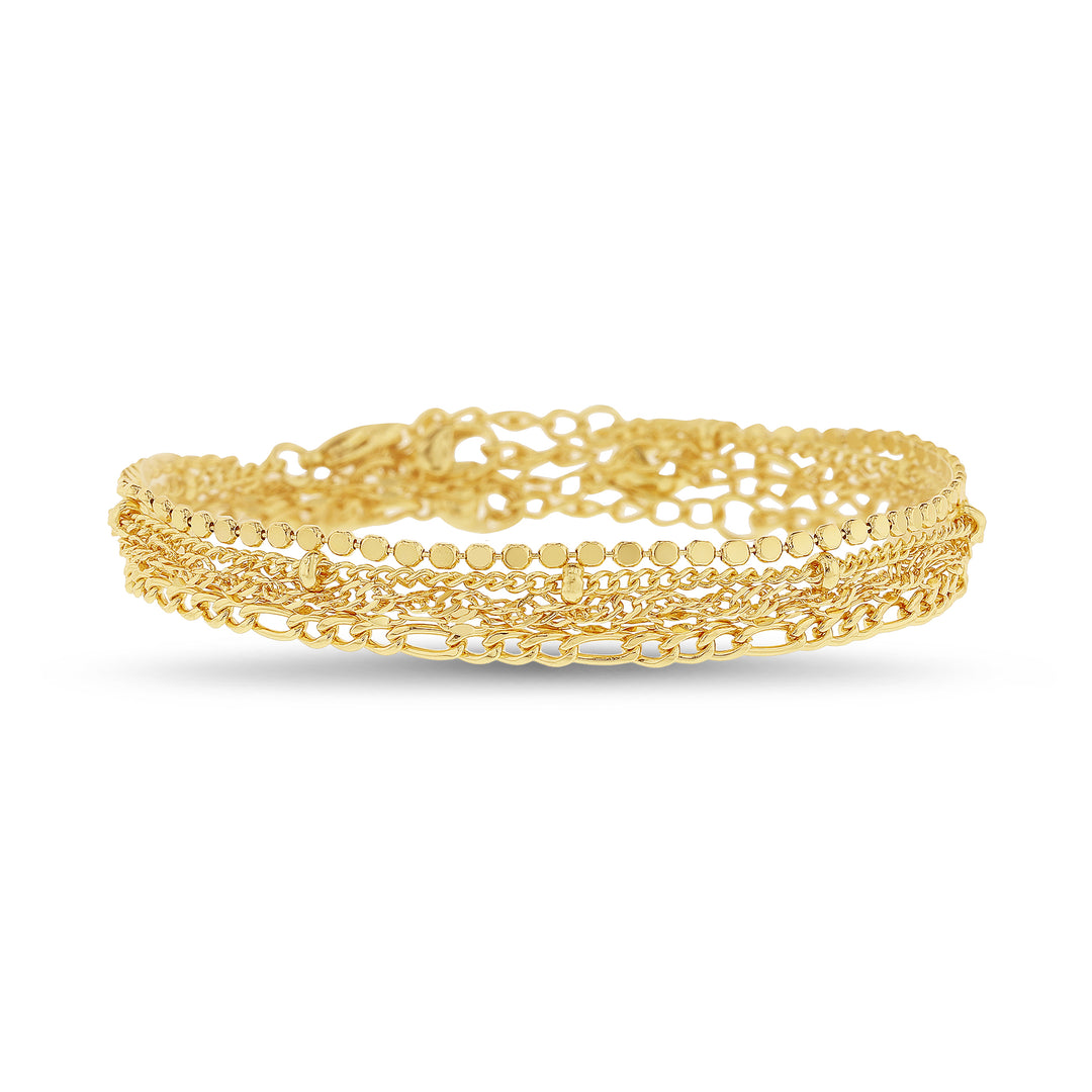 Sterling Silver Yellow Gold-Plated Waterproof 5pc Bracelet Set