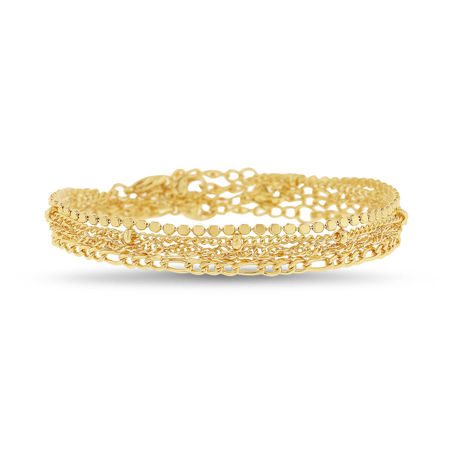 Sterling Silver Yellow Gold-Plated Waterproof 5pc Bracelet Set