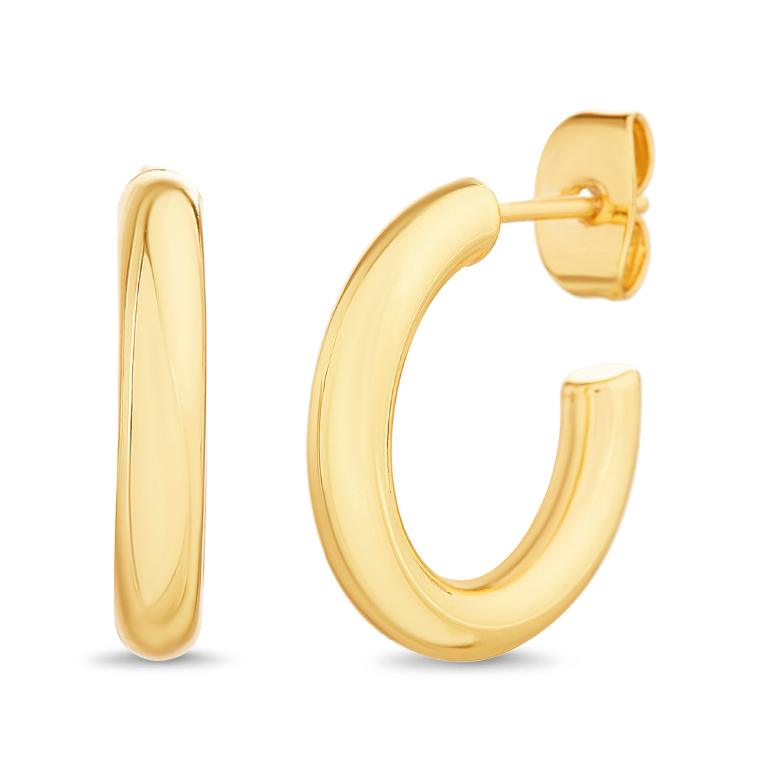 Brass Yellow Gold-Plated Waterproof 17.8mm X 3.05mm Polish Cuff Hoop Earring