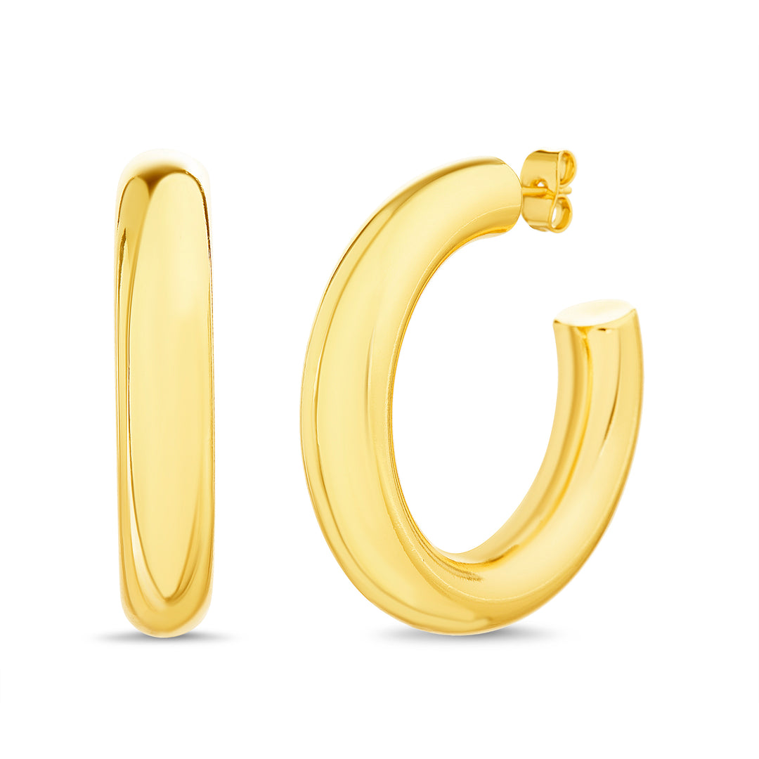 Gold-Plated Polished Cuff Hoop Earrings