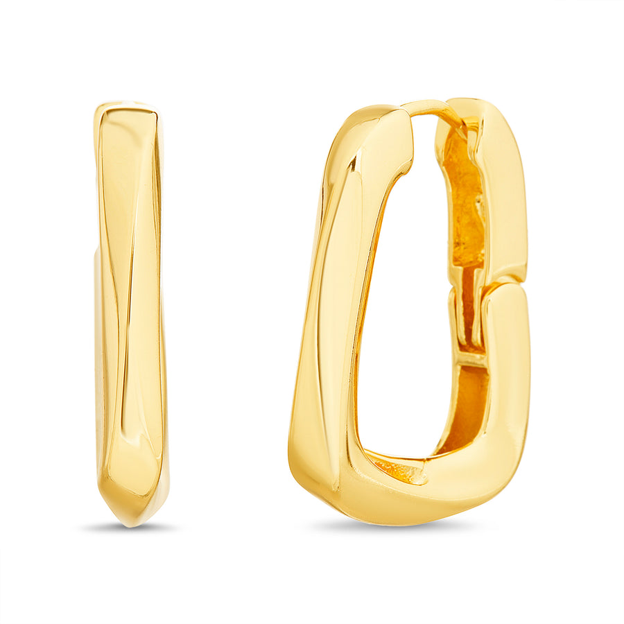 Brass Yellow Gold-Plated Waterproof Twist Huggie Earring