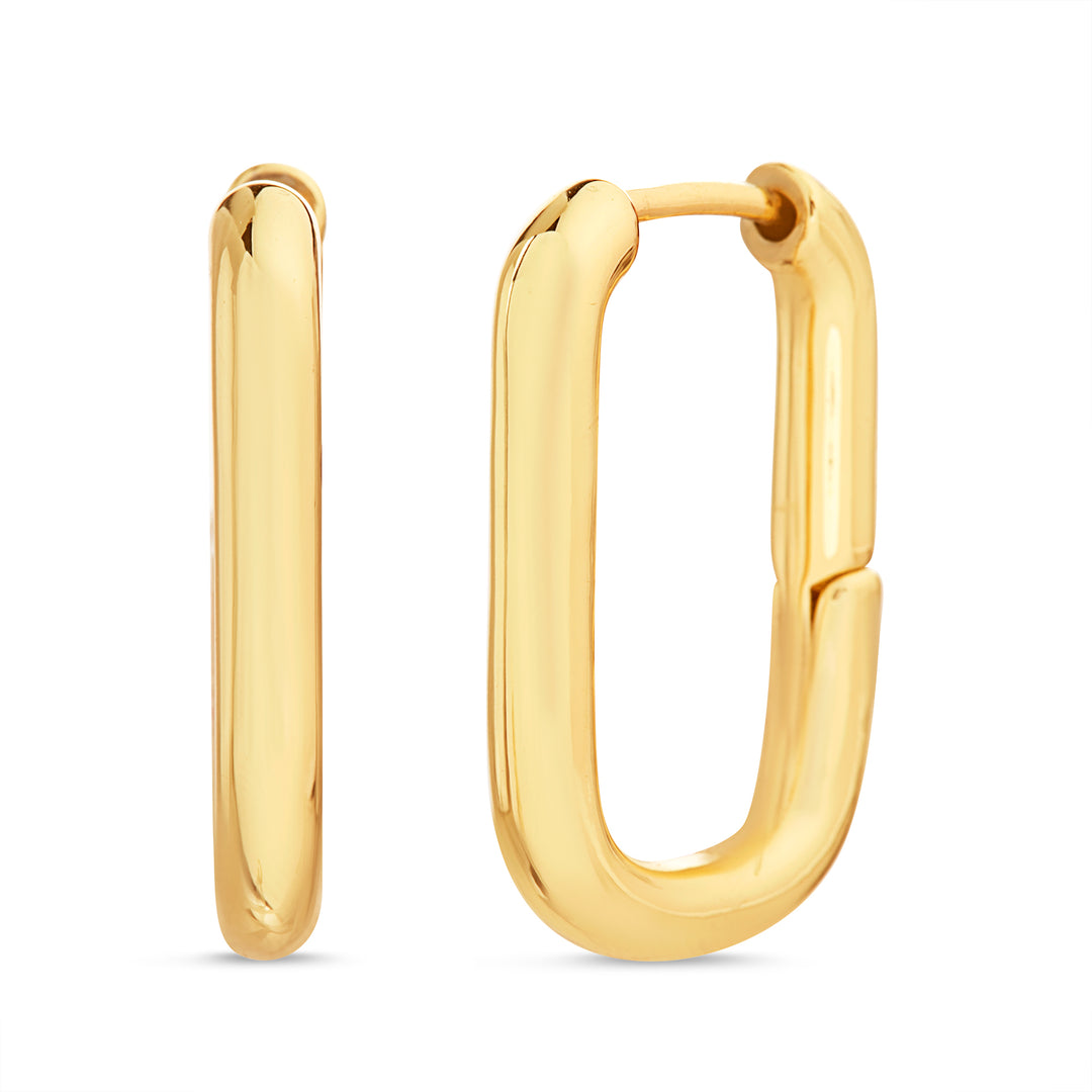 Brass Yellow Gold-Plated Waterproof- Polish Hoop Earring