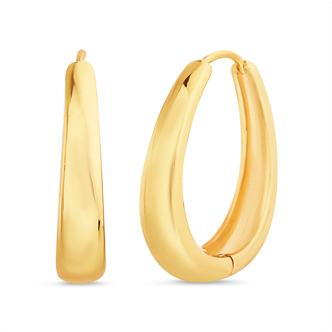 Brass Yellow Gold-Plated Waterproof - Polish Huggie Hoop Earring