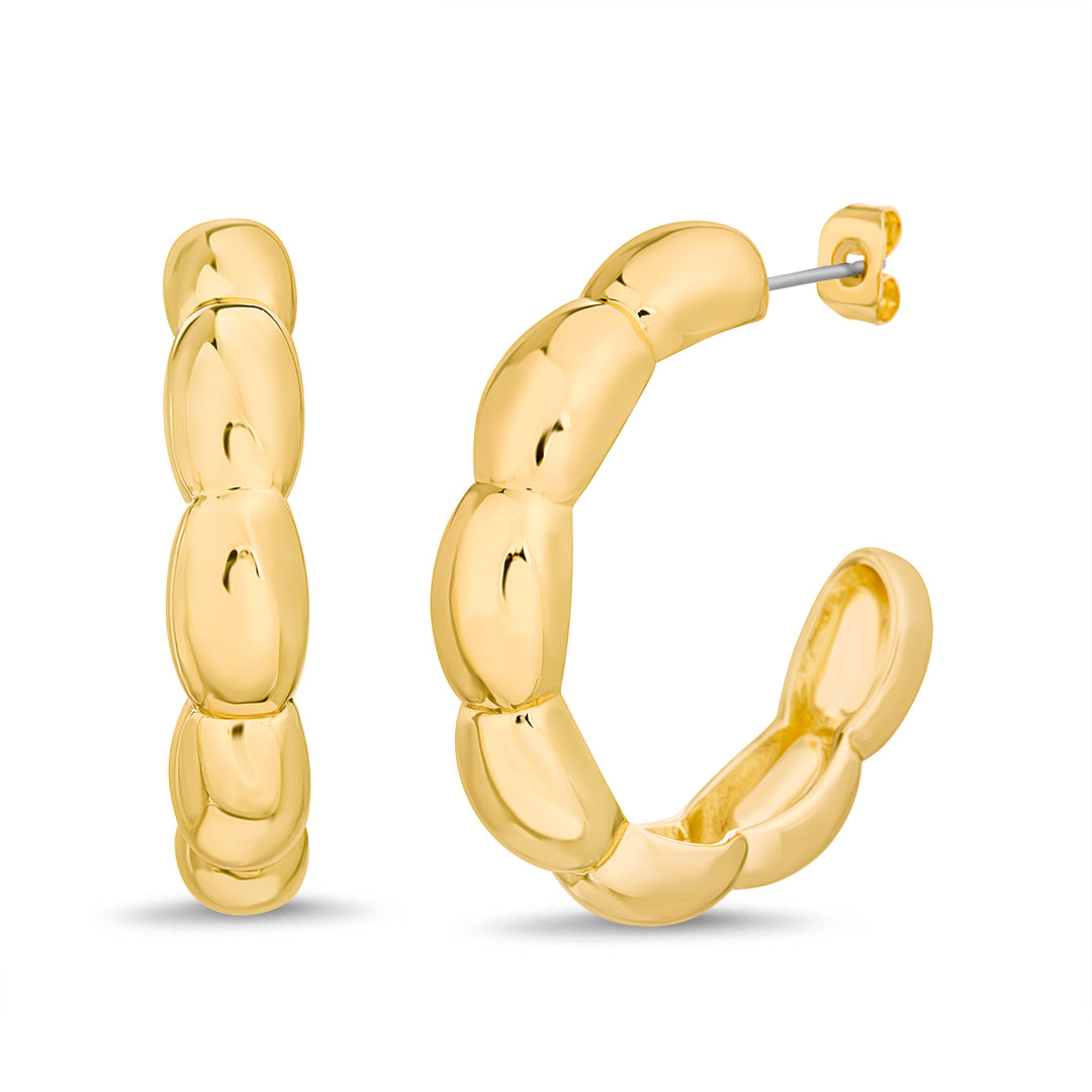 Aquamir Gold Tone Waterproof Bobble Hoop Earrings