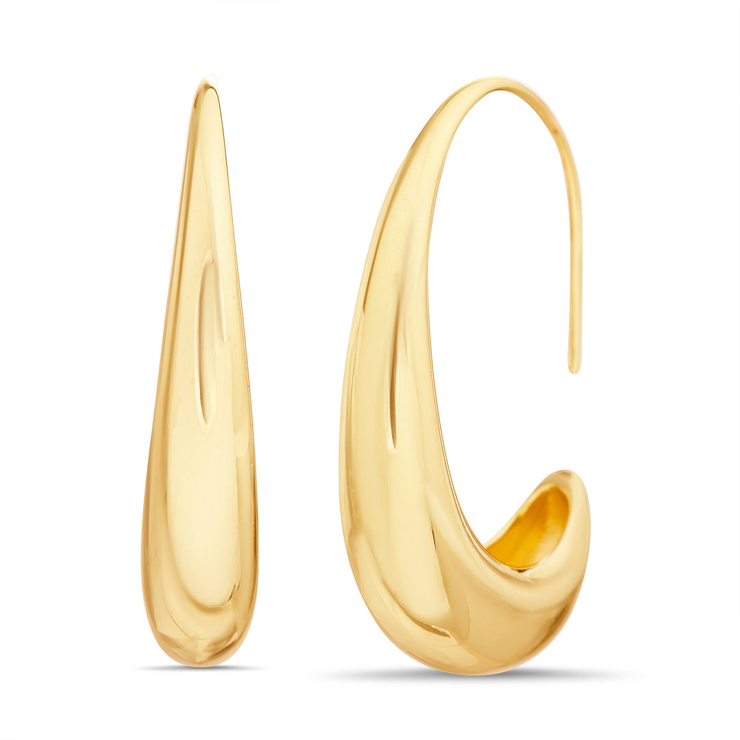 Brass Yellow Gold-Plated Waterproof Geometric Hoop Earirng