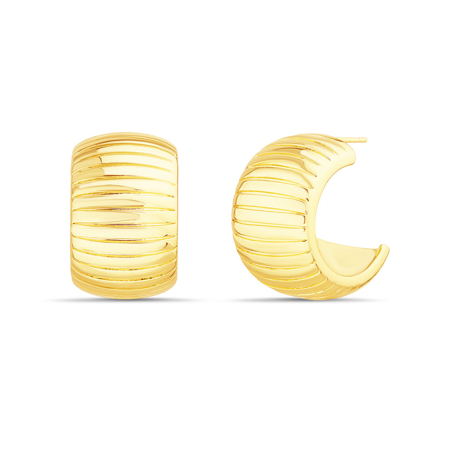 Brass Yellow Gold-Plated Waterproof Hoop Earring