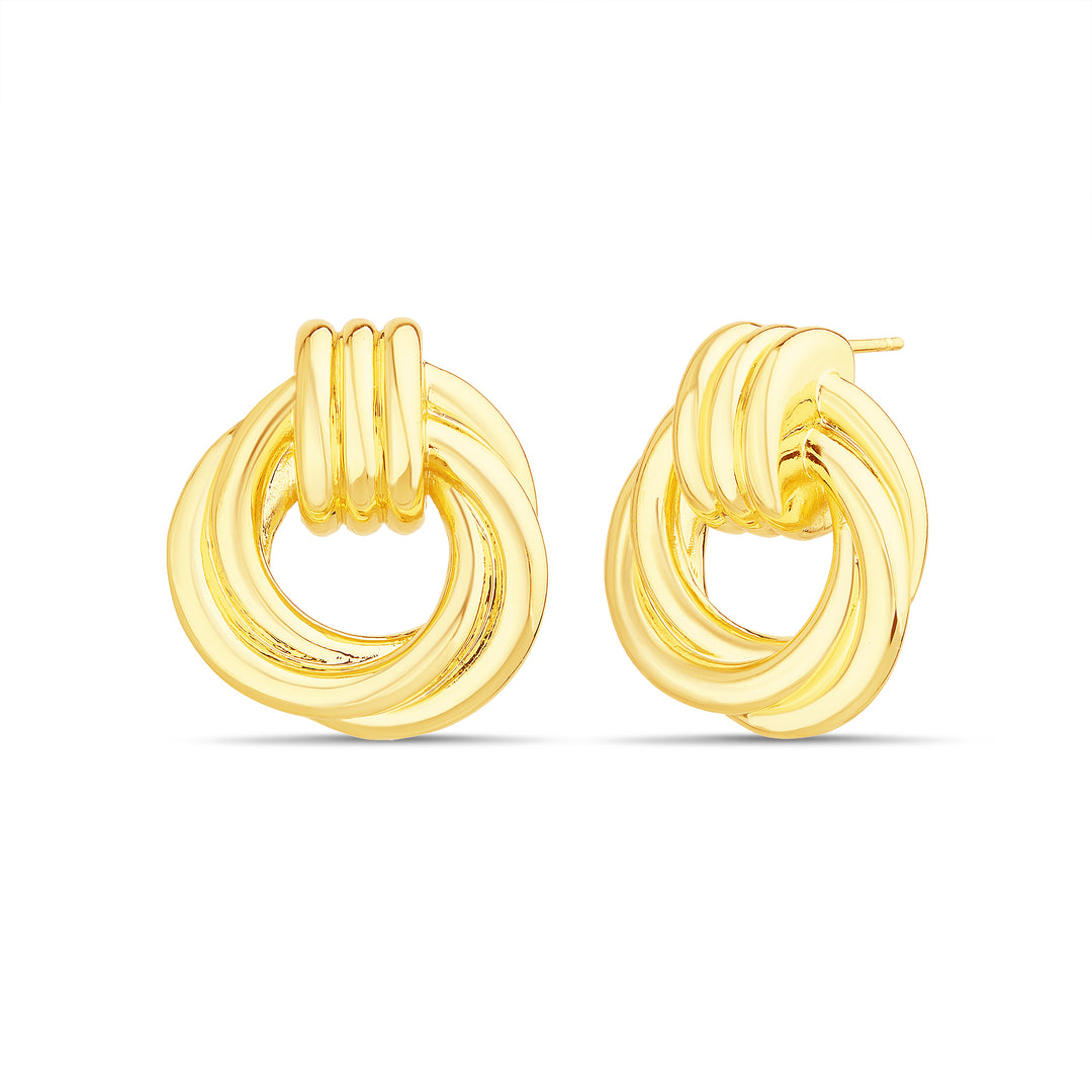 Brass Yellow Gold-Plated Waterproof Polished Love Knot Earring