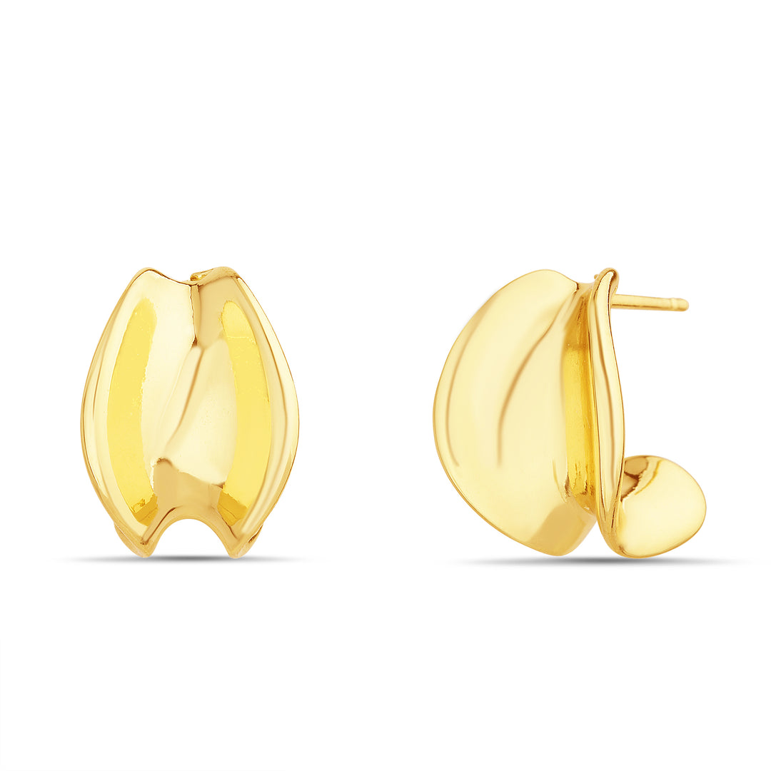 Brass Yellow Gold-Plated Waterproof Polished Geo Earring