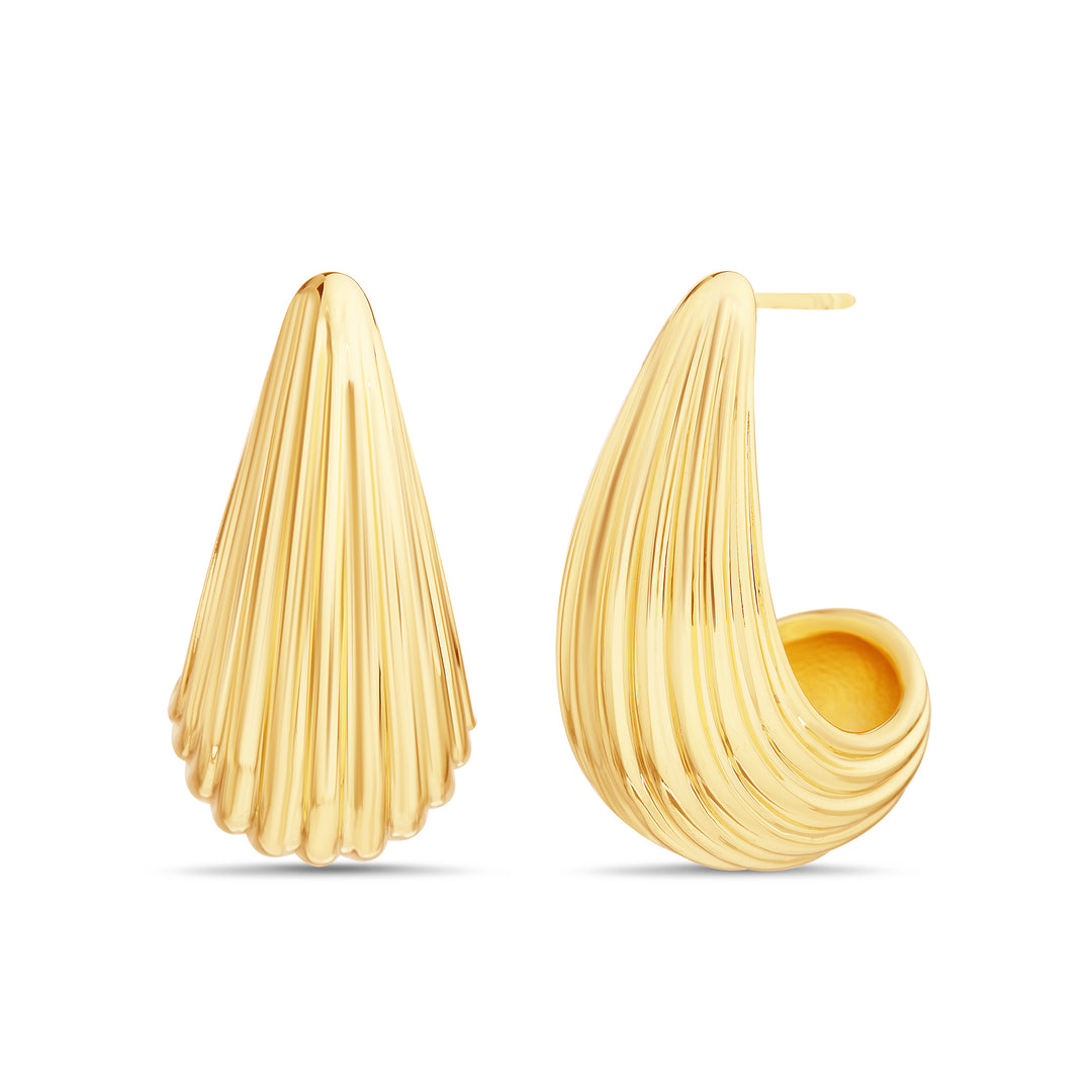 Aquamir Gold Tone Waterproof Shell Hoop Earrings