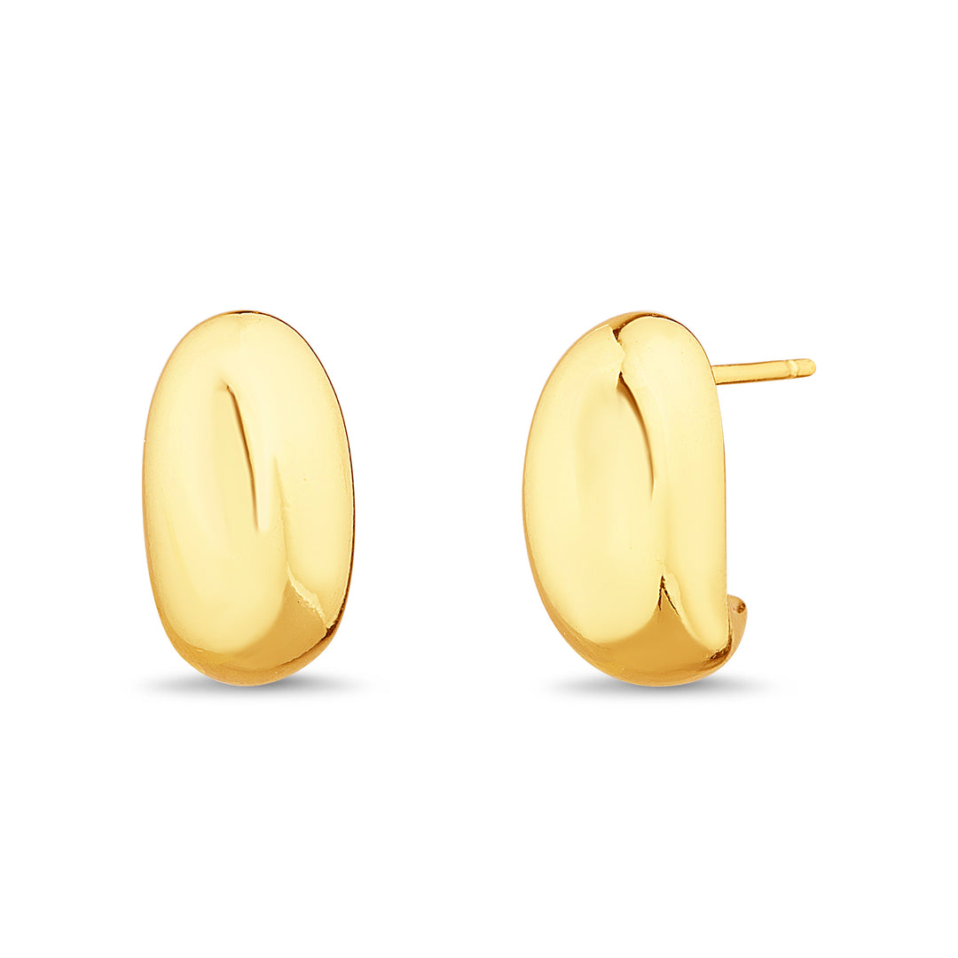 Brass Yellow Gold-Plated Waterproof Bean Earring