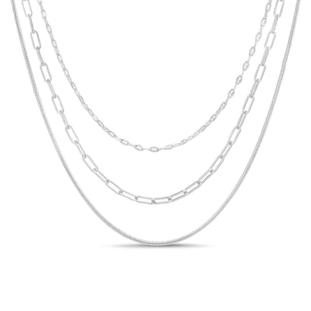 Brass Sv Waterproof 3 Pc Layers 14'' 15'' and 16'' Necklace Set