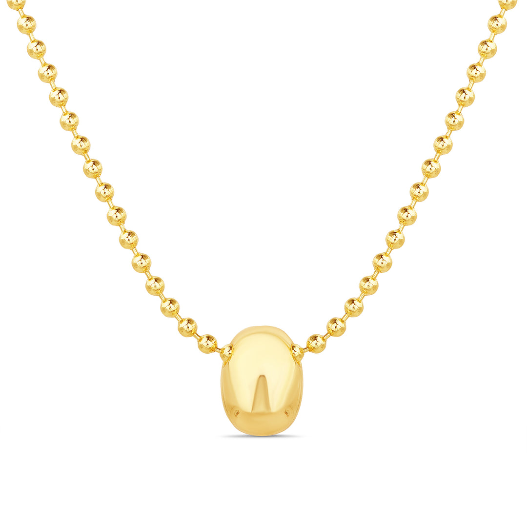 Brass Yellow Gold-Plated Waterproof Oval Puff Designed Necklace