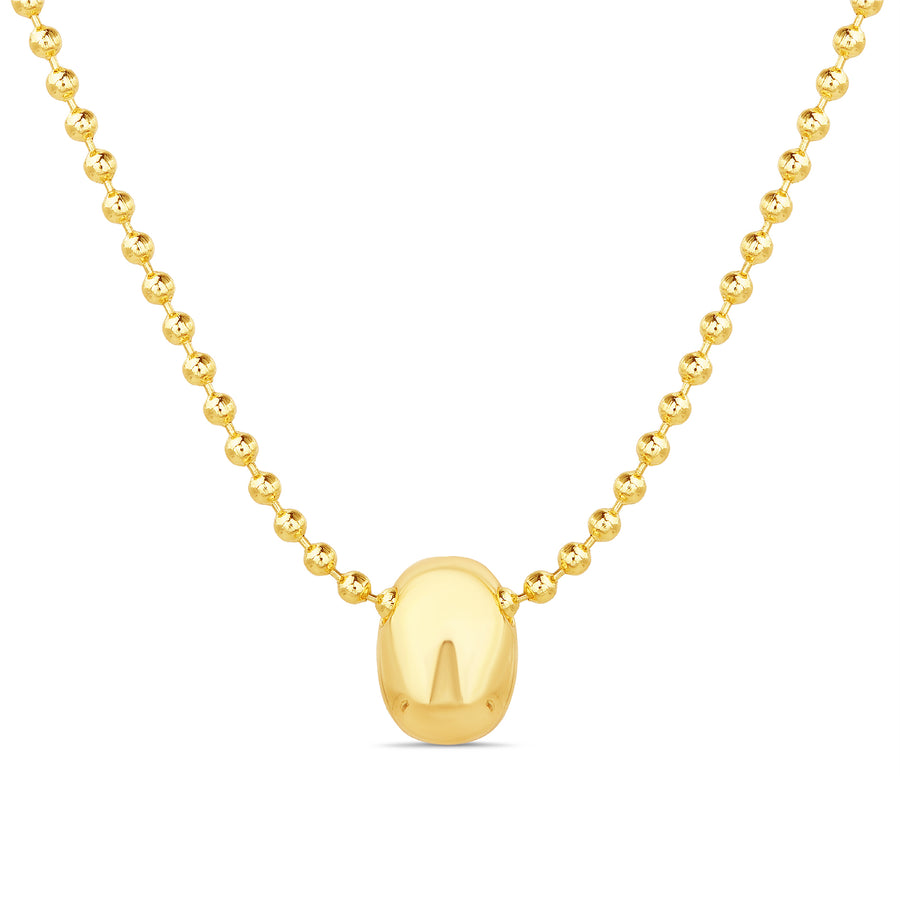 Brass Yellow Gold-Plated Waterproof Oval Puff Designed Necklace