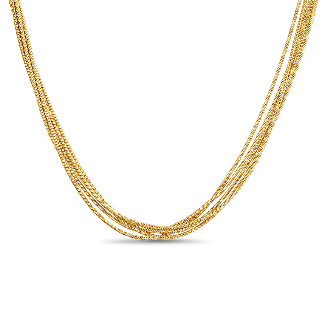 Aquamir Silver Tone Waterproof Layered Snake Chain Necklace Set