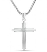 Stainless Steel Men's Cross Box Chain Necklace
