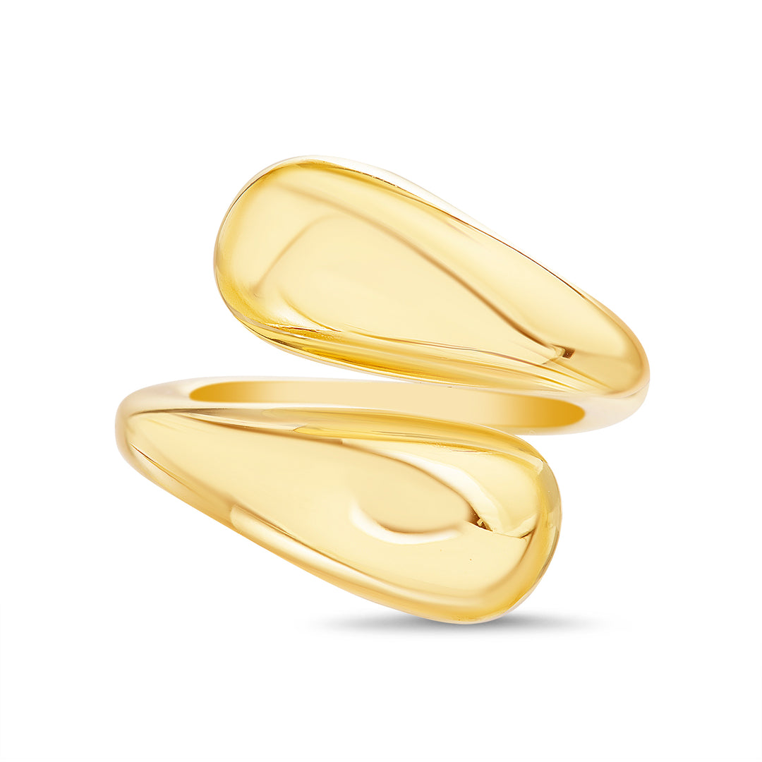 Brass Yellow Gold-Plated Waterproof Twisted Dash Bypass Ring