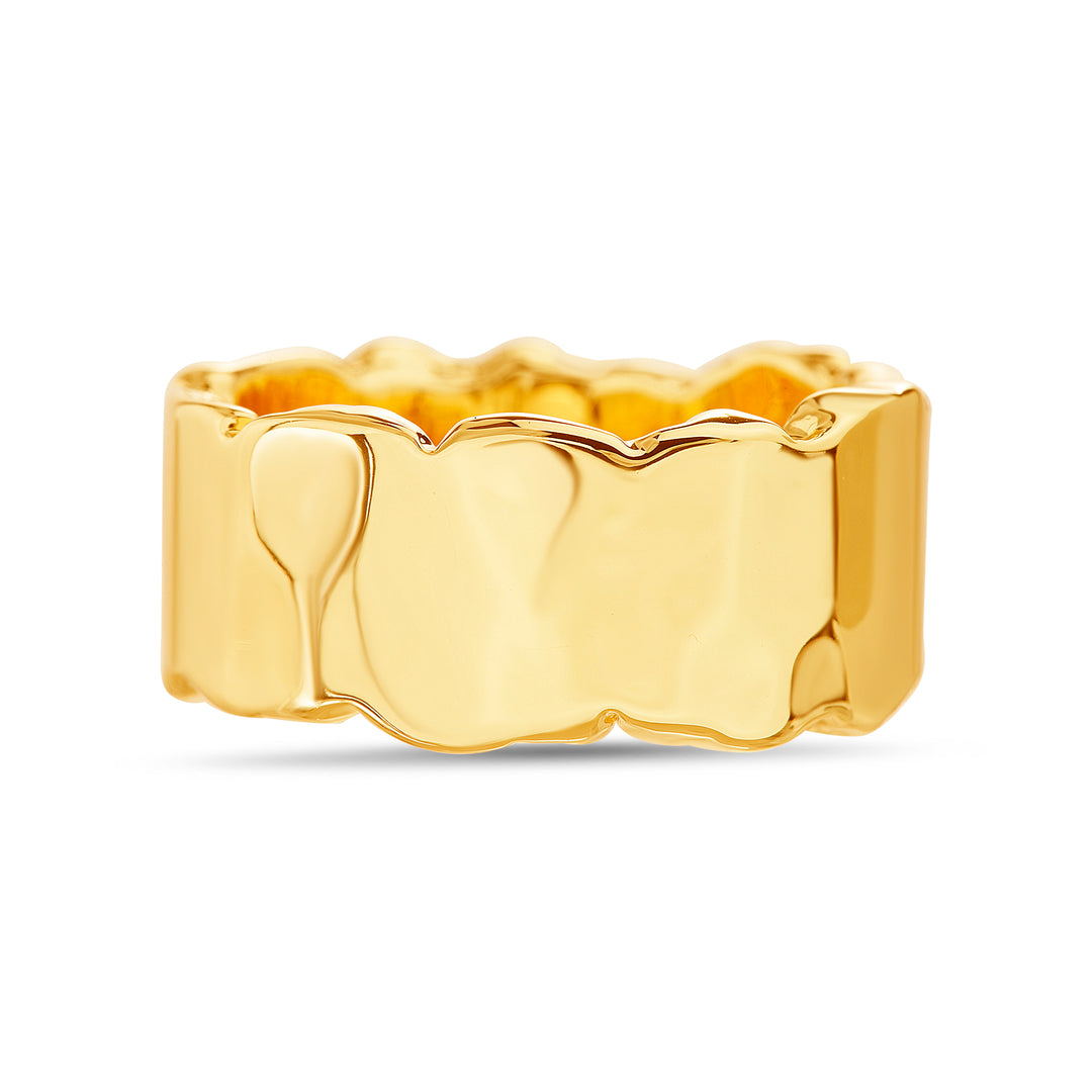 Brass Yellow Gold-Plated Geo Hammered Ring