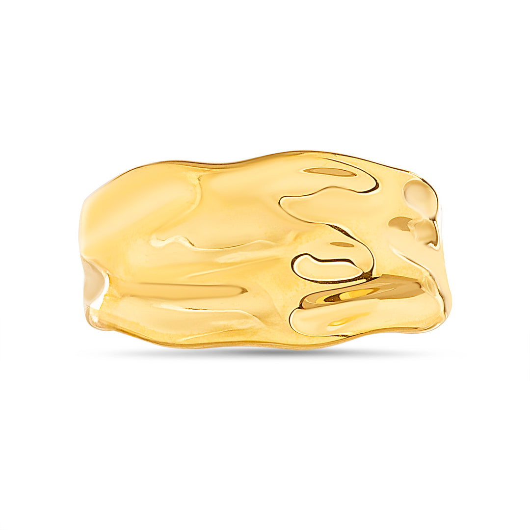 Brass Yellow Gold-Plated Waterproof Geometric Waivy Ring