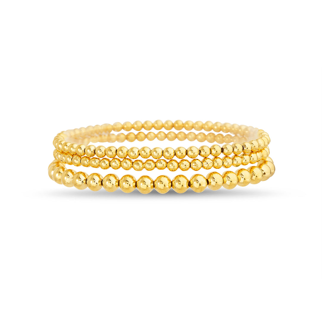 Aquamir Gold Tone Waterproof Stretch Bead Bracelet Set