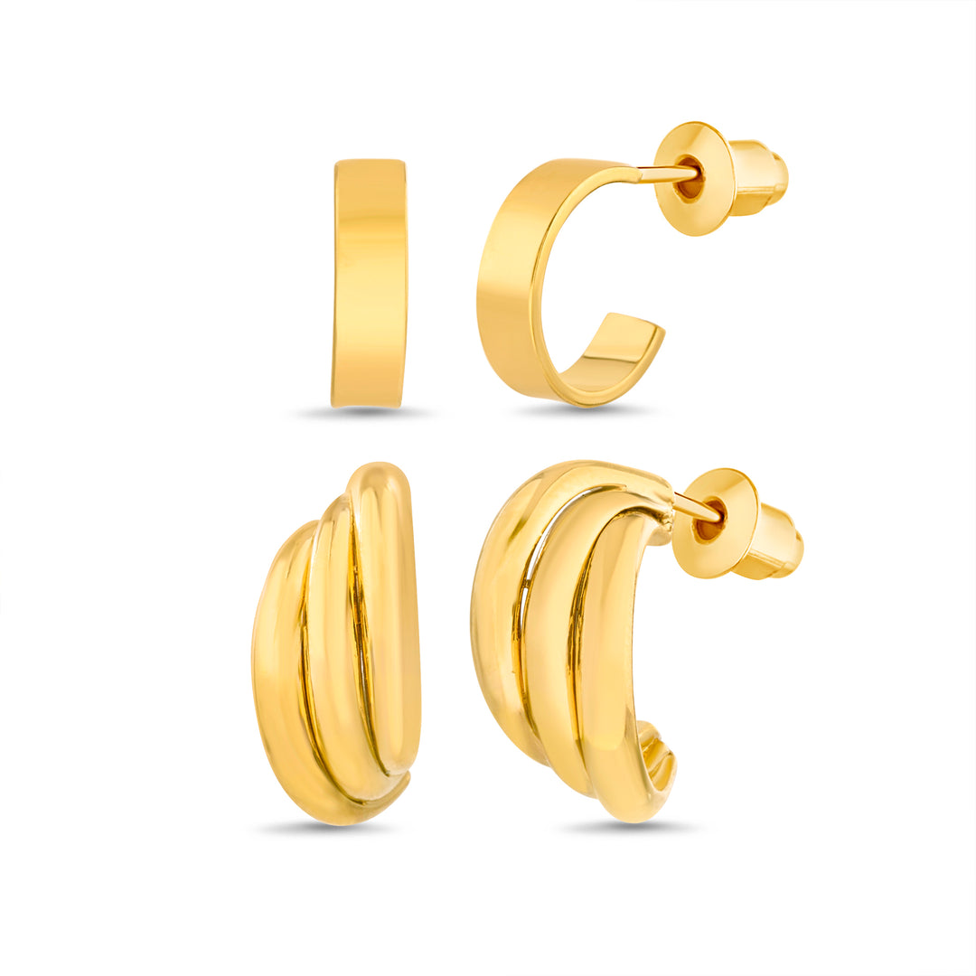 Aquamir Gold Tone Waterproof C Hoop Earrings